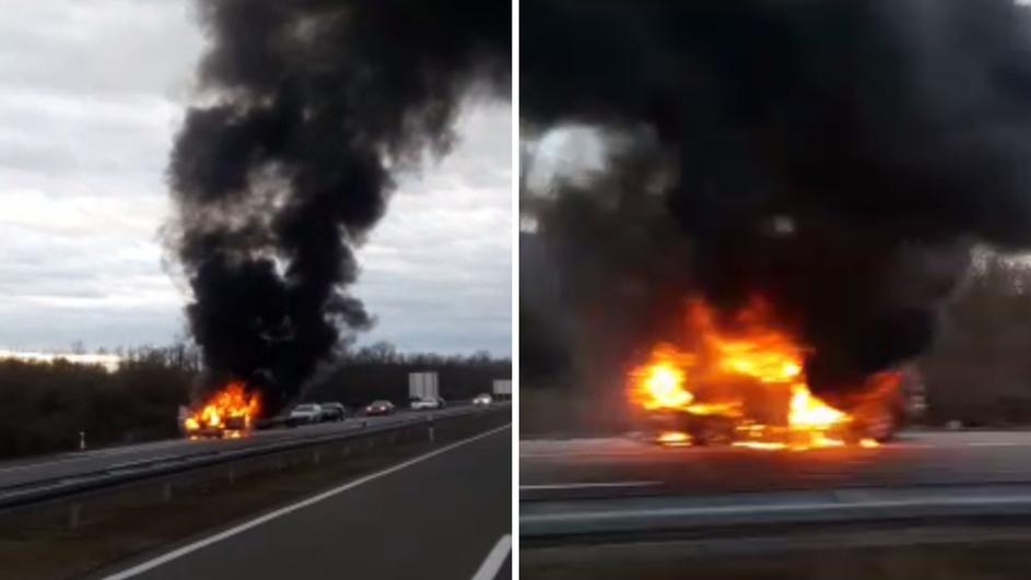Na autocesti kod Lužana gorio auto: 'Ostao je samo okvir...'