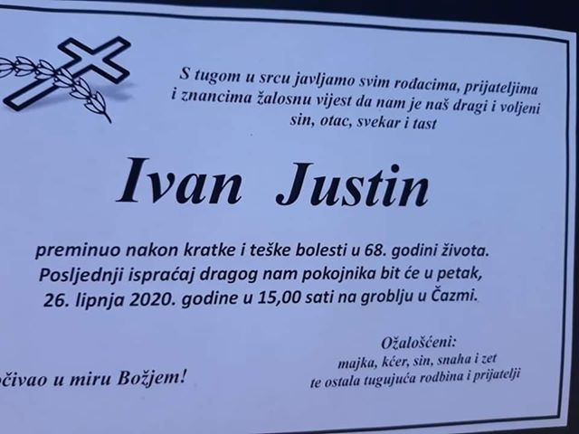 Posljednji pozdrav ratniku - IVAN JUSTIN