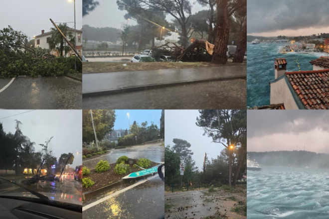 Razorno nevrijeme poharalo Istru: Jedna osoba u životnoj opasnosti, sedmero ozlijeđenih, plovila nasukana