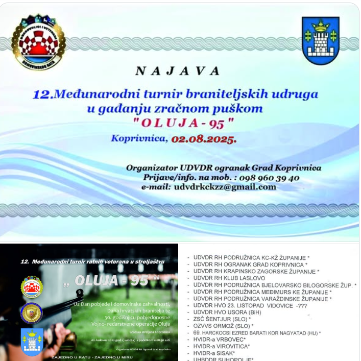 12. Međunarodni turnir braniteljskih udruga u gađanju zračnom puškom "O L U J A - 95"
