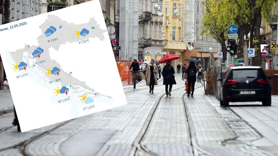Ništa od kave na terasi: Kiša, pljuskovi i grmljavina cijeli dan