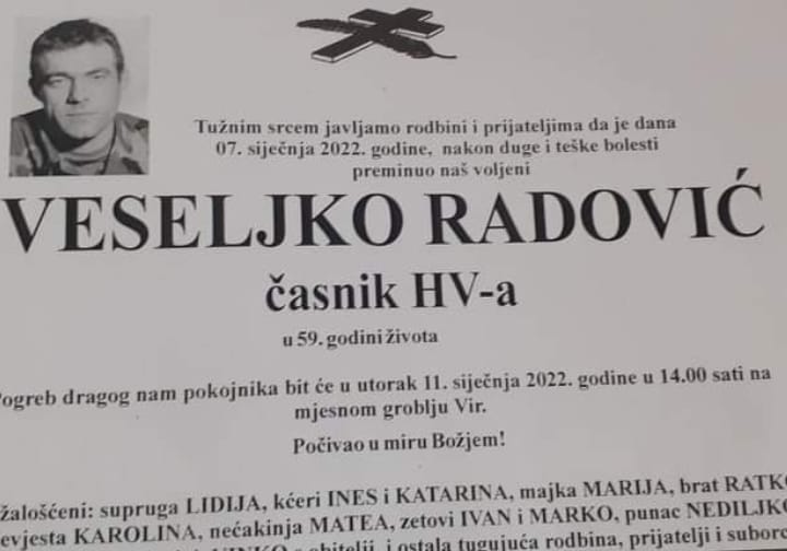 Na Viru pokopan časnik HV-a Veseljko Radović, suborci mu ispunili posljednju želju