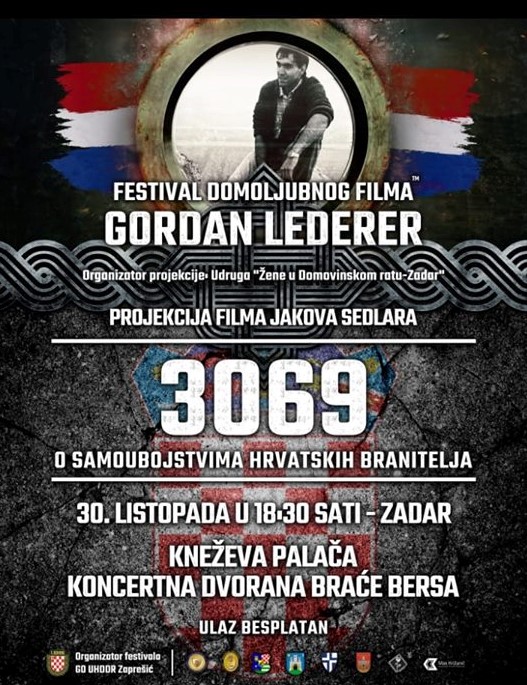 Projekcija filma Jakova Sedlara "3069" u Zadru