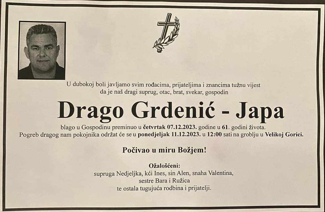 Oproštaj od suborca i velikog prijatelja: U 61. godini života napustio nas je Drago Grdenić - Japa