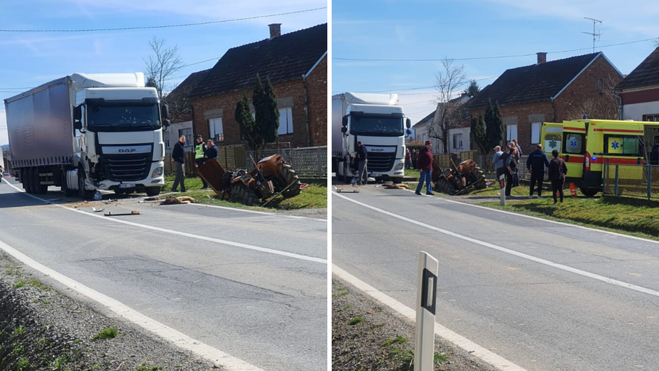 Kamionom naletio na traktor kod Daruvara, vozač u bolnici