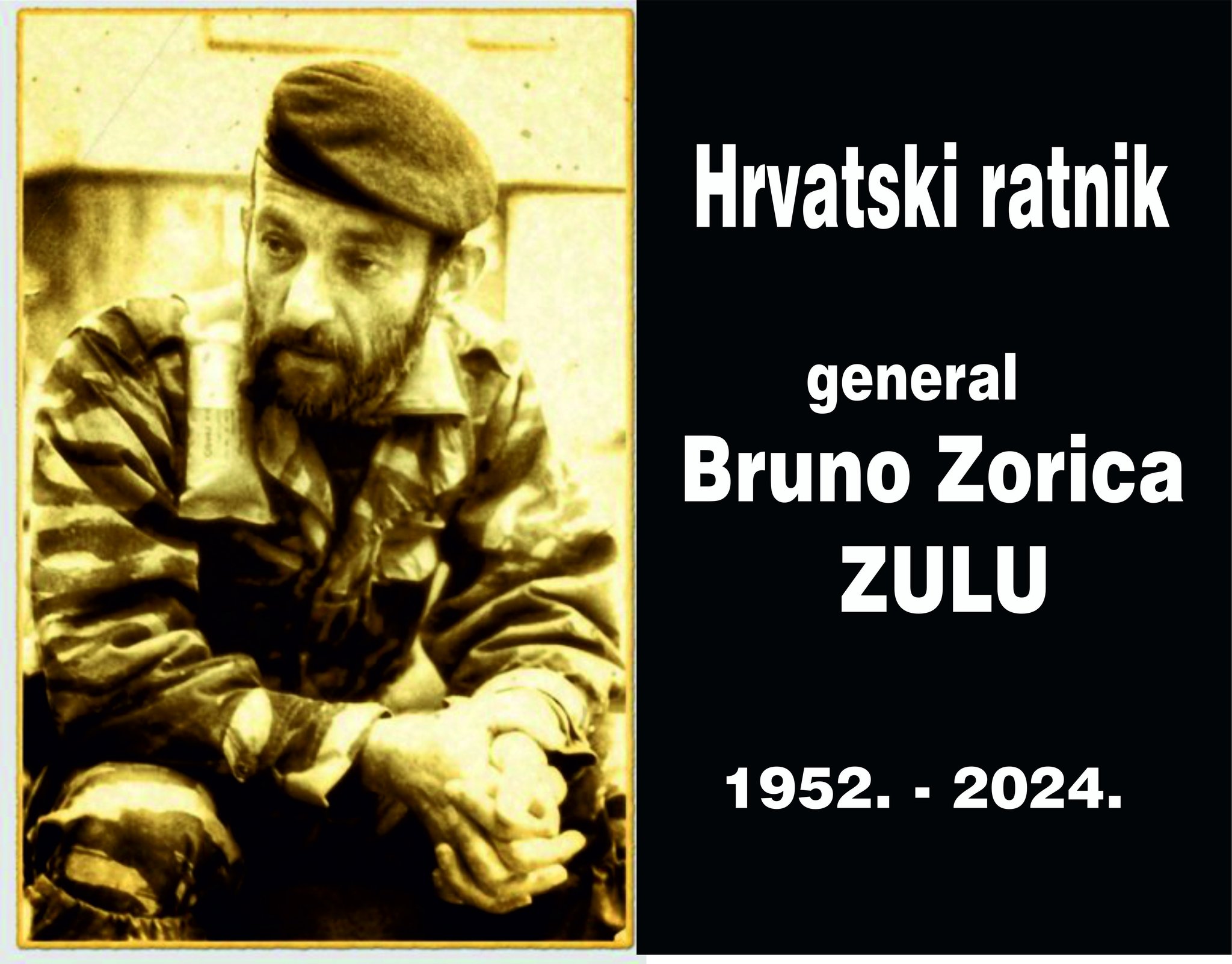 Oproštaj od velikana generala Brune Zorica Zulu biti će u subotu 27. siječnja