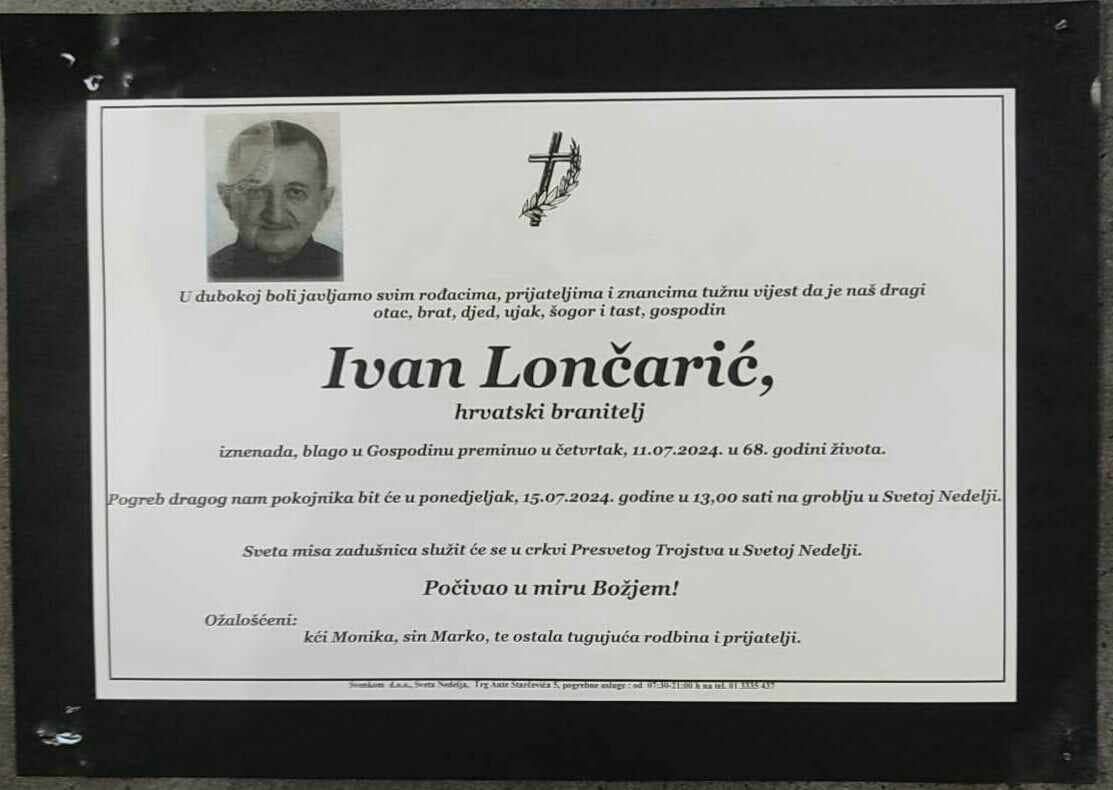 Ivan Lončarić "Baja" hrvatski branitelj iz Domovinskog rata - POSLJEDNJI POZDRAV