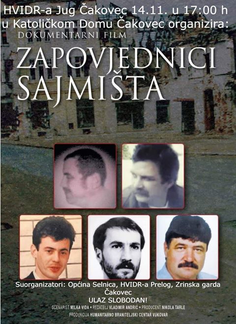 Prikazivanje dokumentarnog filma "Zapovjednici Sajmišta" u Čakovcu