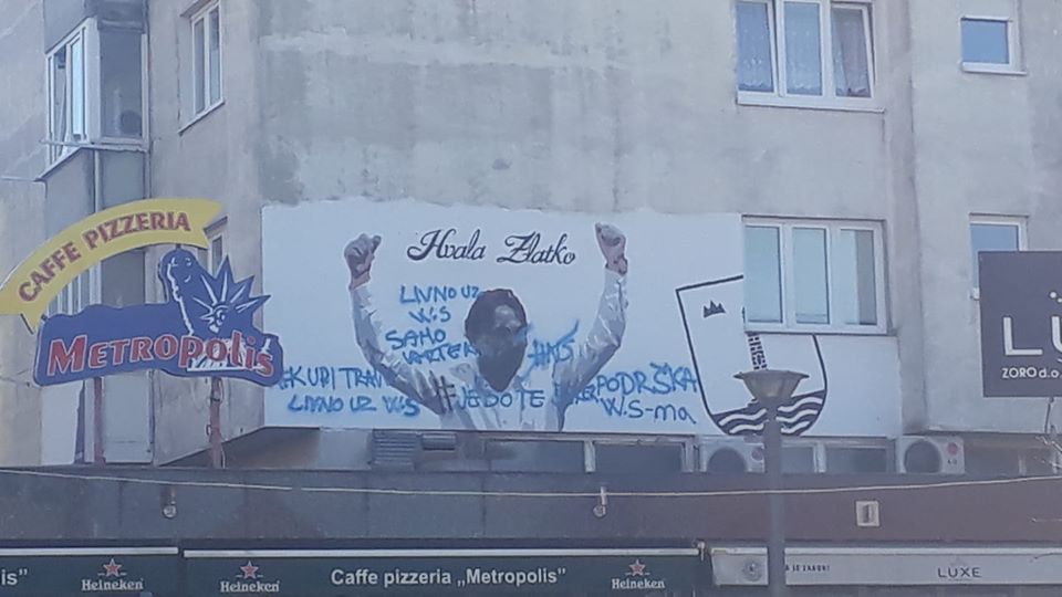 FOTO Incident u Livnu! Navijači išarali mural Zlatka Dalića i ostavili mu uvredljive poruke