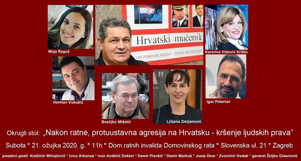 POZIV NA OKRUGLI STOL: NAKON RATNE PROTUUSTAVNA AGRESIJA NA HRVATSKU I KRŠENJE LJUDSKIH PRAVA