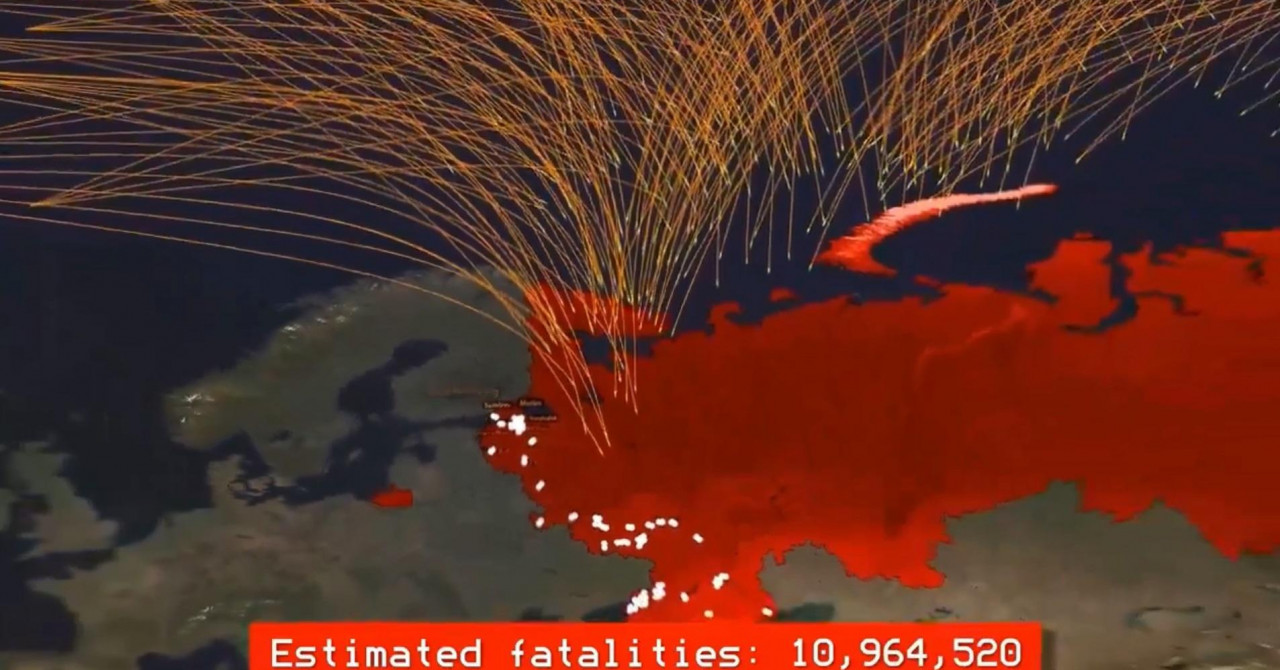 ŠOKANTNA ANIMACIJA Pojavila se navodna simulacija osvetničkog nuklearnog udara na Rusiju: U jednu minutu 40 milijuna žrtava