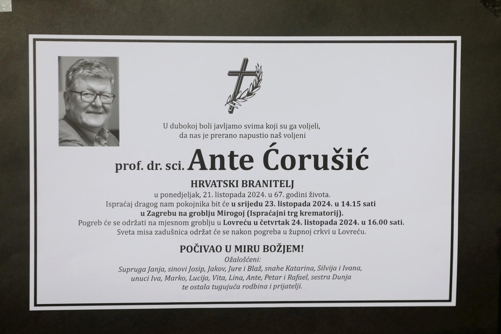 POSLJEDNJI ISPRAĆAJ  ANTE ĆORUŠIĆA Emotivni govor na Mirogoju: ‘Popili smo kavu, pričali o onome što nas čeka, a onda - vijest iz noćne more...‘