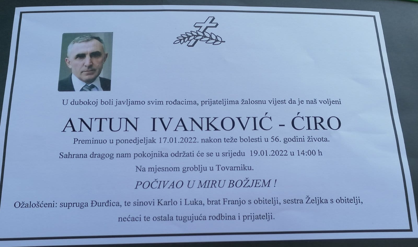 Posljednji pozdrav ratniku - Antun Ivanković - Ćiro