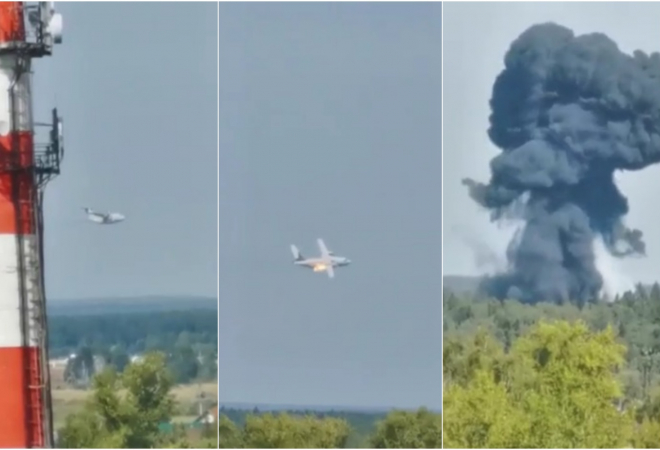 (VIDEO) KAMERA UHVATILA NESVAKIDAŠNJI TRENUTAK! Pao ruski vojni transportni avion, prve informacije nisu optimistične!