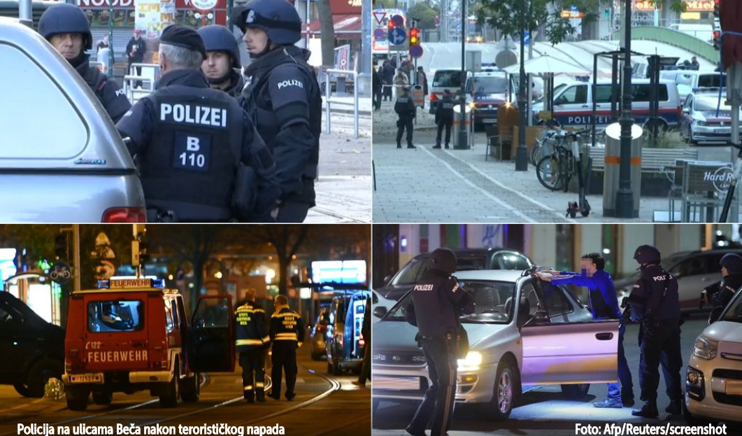 UŽIVO Napadač iz Beča je 20-godišnjak porijeklom iz Sjeverne Makedonije, lani bio u zatvoru jer se htio pridružiti islamistima u Siriji