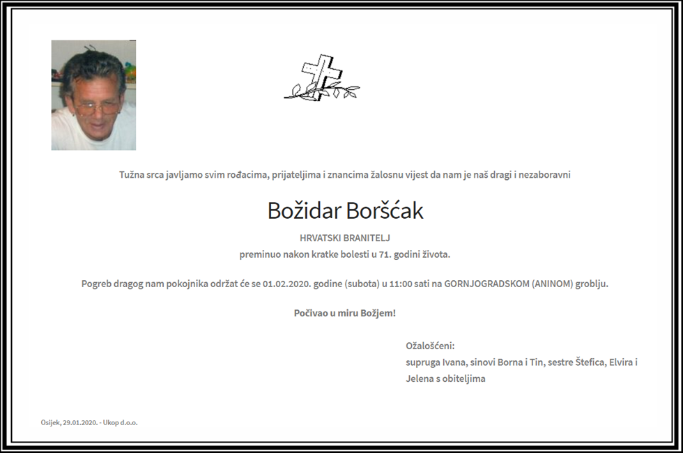Posljednji pozdrav ratniku - Božidar Boršćak