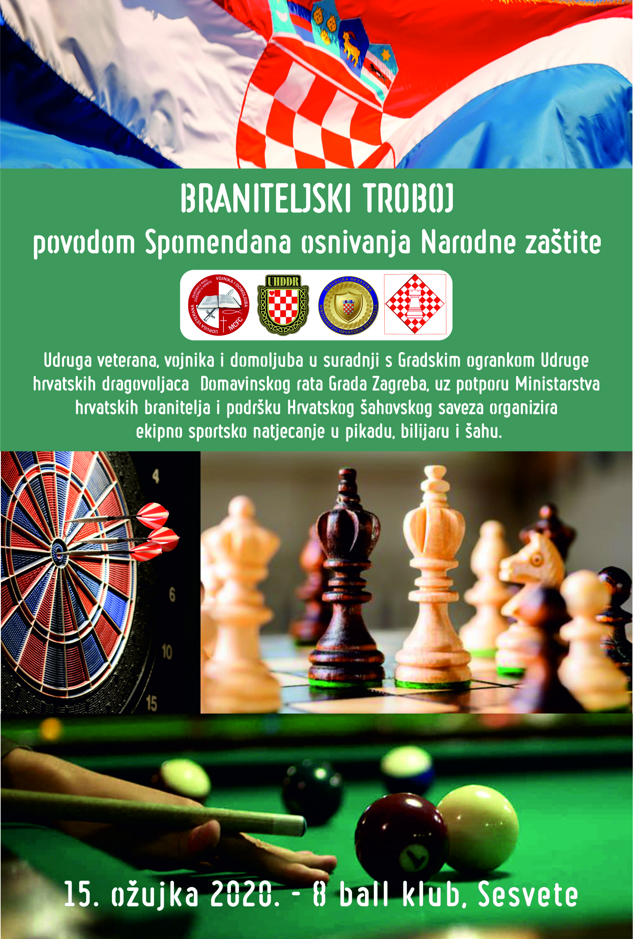 Poziv za sudjelovanje na 1. Braniteljski troboj - ekipni turnir u Sesvetama