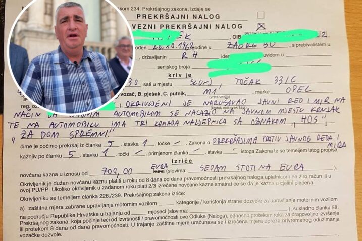 Auto prelijepio oznakama HOS i “Za dom spremni”, kaznili ga sa 700€. Bulj pobjesnio
