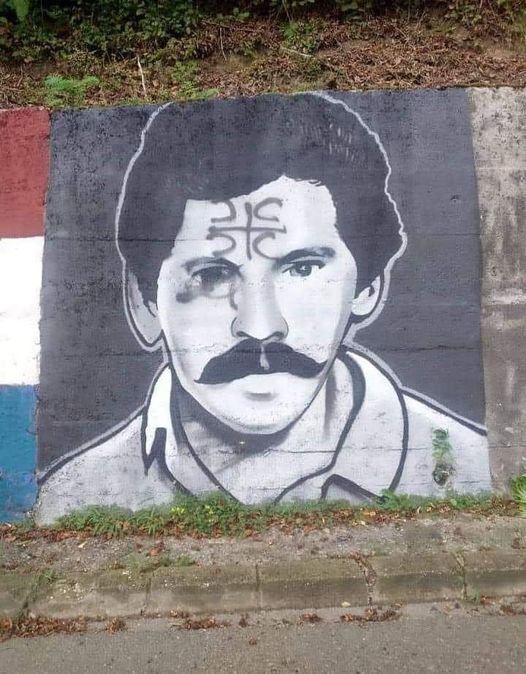 Oskrvnut mural heroja Domovinskog rata Mile Blaževića Čađe na Banovini
