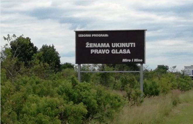 U OKOLICI ZAGREBA OSVANULI SRAMOTNI PLAKATI: Ženama ukinuti pravo glasa…