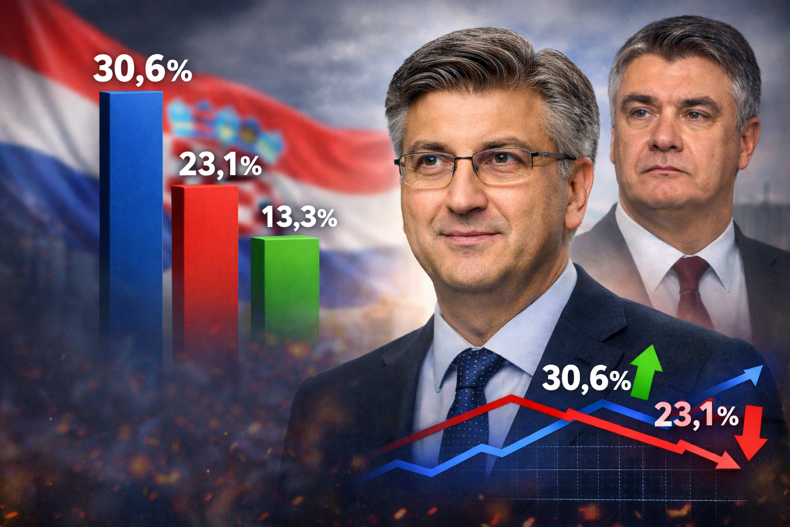 HDZ ponovno iznad 30 posto: Veljača donijela rast vladajućima i jačanje Plenkovićeva rejtinga