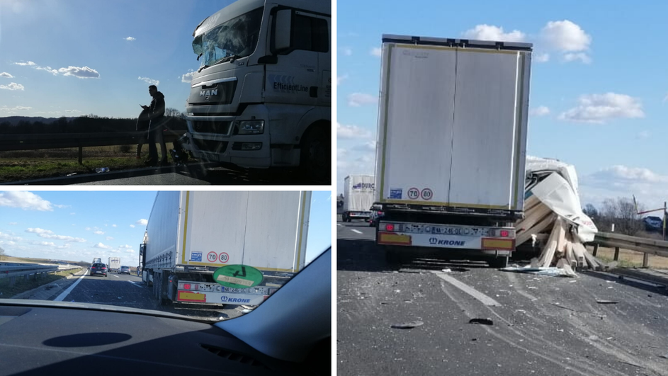 Sudar kod Vrbovca: Smrskana su dva kamiona, traje očevid