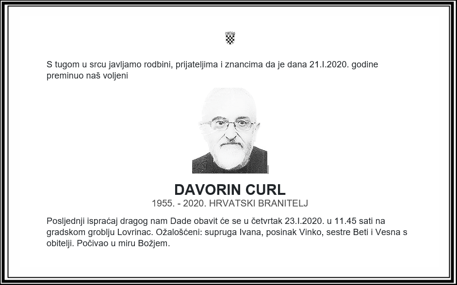 Posljednji pozdrav ratniku - Davorin Curl