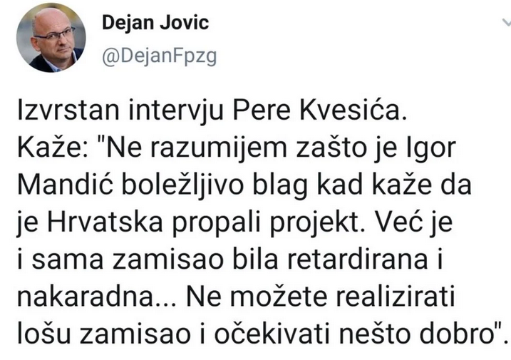 Bulj reagirao na Jovićevu podršku Kvesiću i pisao Plenkoviću: Očekujem prestanak financiranja SNV-a
