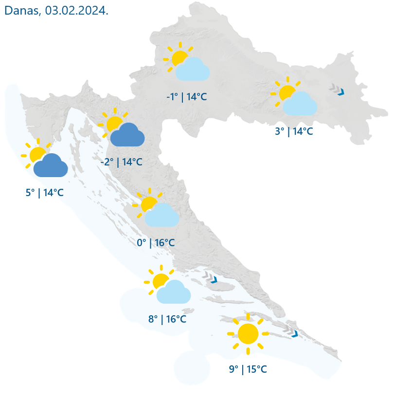 DHMZ: Pretežno sunčano s ugodnim temperaturama, ponegdje umjerene naoblake