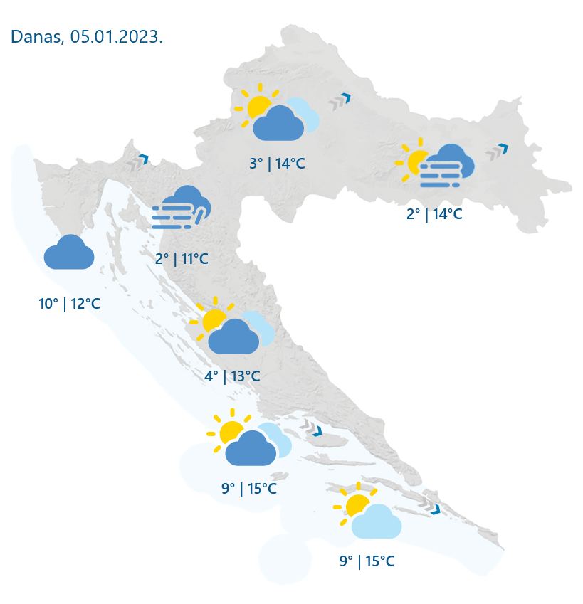 Nastavlja se iznadprosječna toplina, a u većini će krajeva biti promjenjivo oblačno sa sunčanim razdobljima