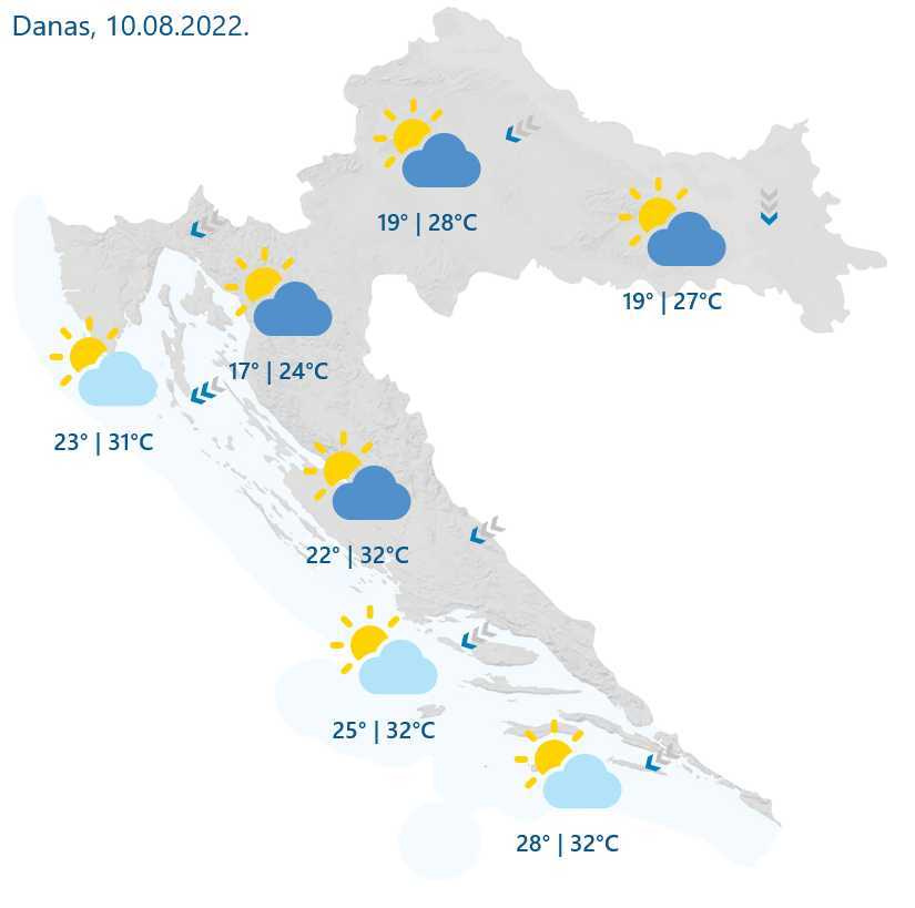 DHMZ: Danas pretežno ili djelomice sunčano