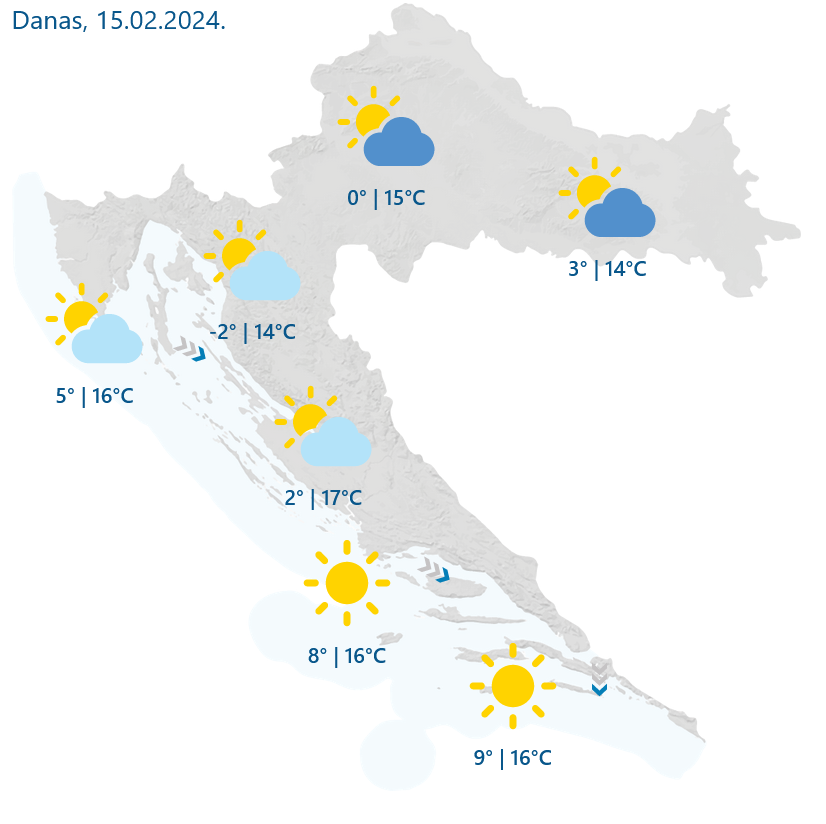 DHMZ: Sunčano na moru, a u unutrašnjosti povremeno umjerena naoblaka