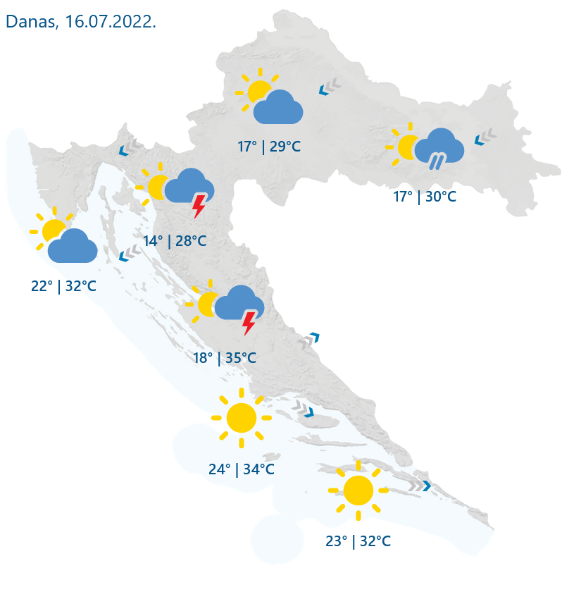 DHMZ: Vremenska prognoza za danas