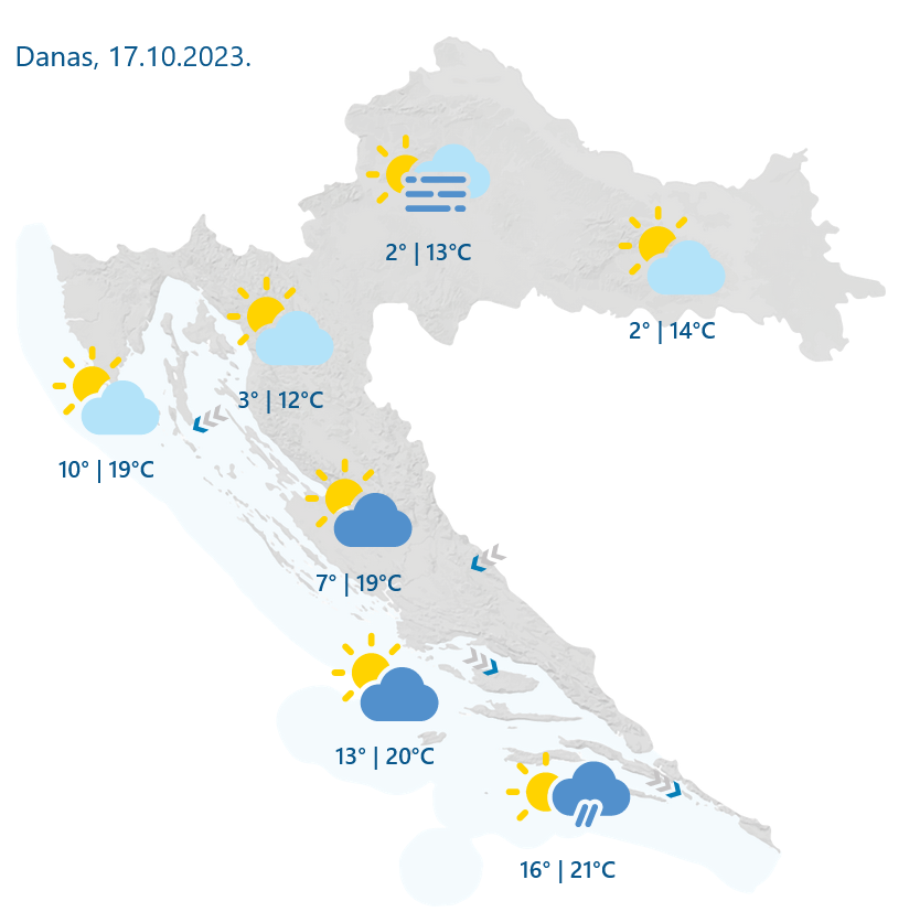 Vremenska prognoza za danas: Djelomice sunčano s kišnim iznenađenjima u Dalmaciji