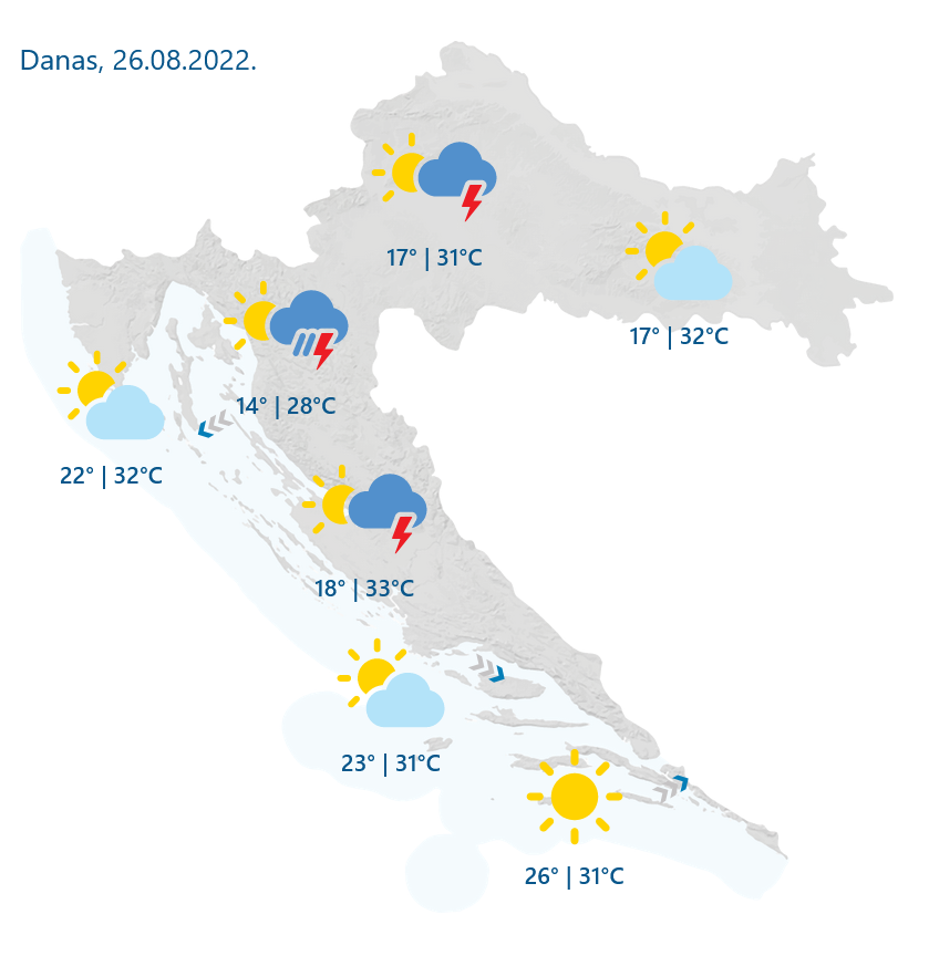 Na Jadranu većinom sunčano. U unutrašnjosti djelomice sunčano no i dalje nestabilno