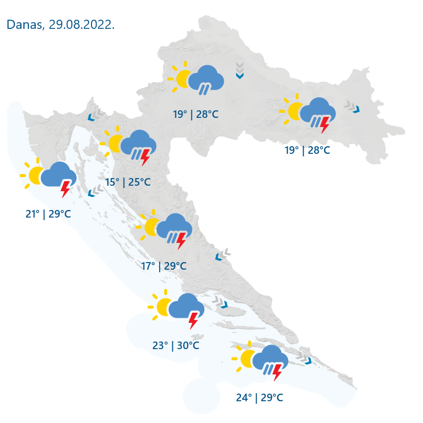 Vremenska prognoza: Promjenjivo oblačno sa sunčanim razdobljima, vrlo toplo i sparno