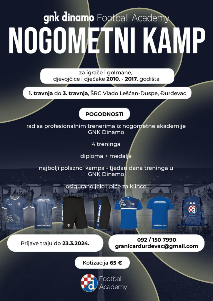 Dinamov nogometni kamp u Đurđevcu: otvorene prijave za sudjelovanje u kampu na ŠRC-u