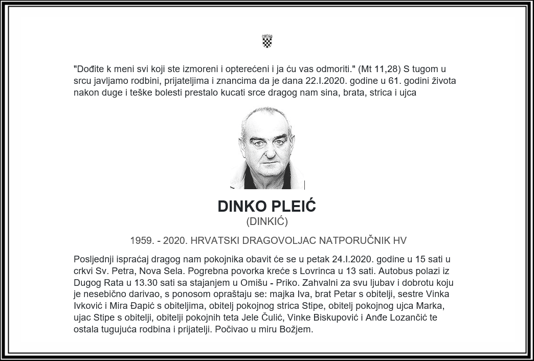 Posljednji pozdrav ratniku - Dinko Pleić