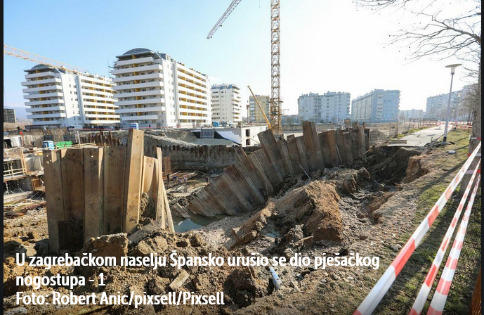 Drama u Zagrebu: Urušio se nogostup u zagrebačkom Španskom