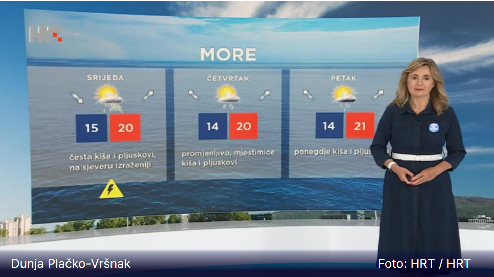 U srijedu svježije, često uz kišu, ponegdje i obilniju