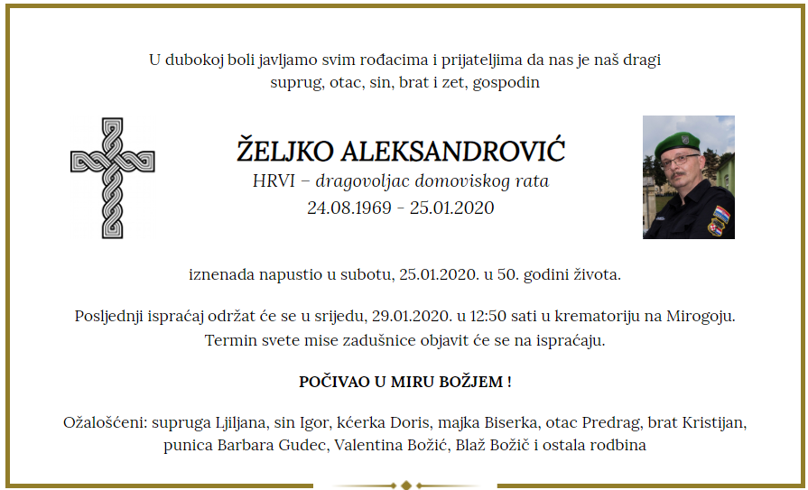 Posljednji pozdrav ratniku - Željko Aleksandrović
