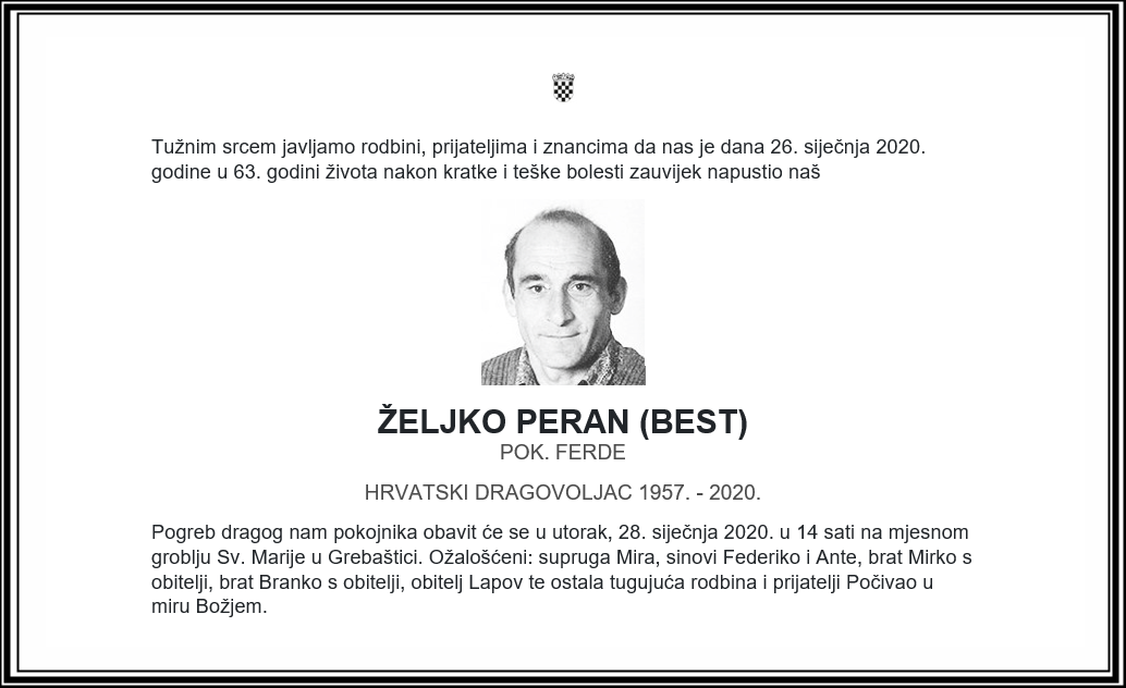 Posljednji pozdrav ratniku - Željko Peran (Best)