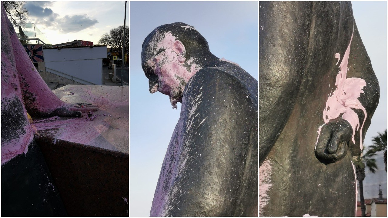 Ponovno na meti vandala: Franjo Tuđman na Rivi osvanuo obojan rozom smjesom!