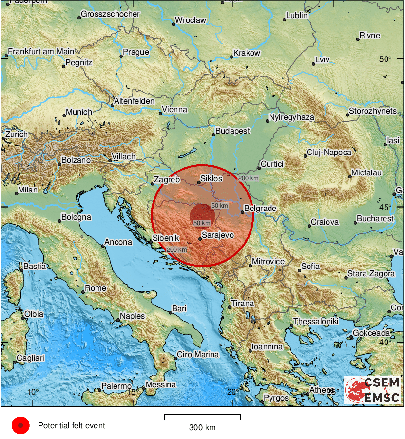 U petak poslijepodne zabilježen potres u BiH: Svjedočanstva o kratkom, ali jakom podrhtavanju namještaja i huci