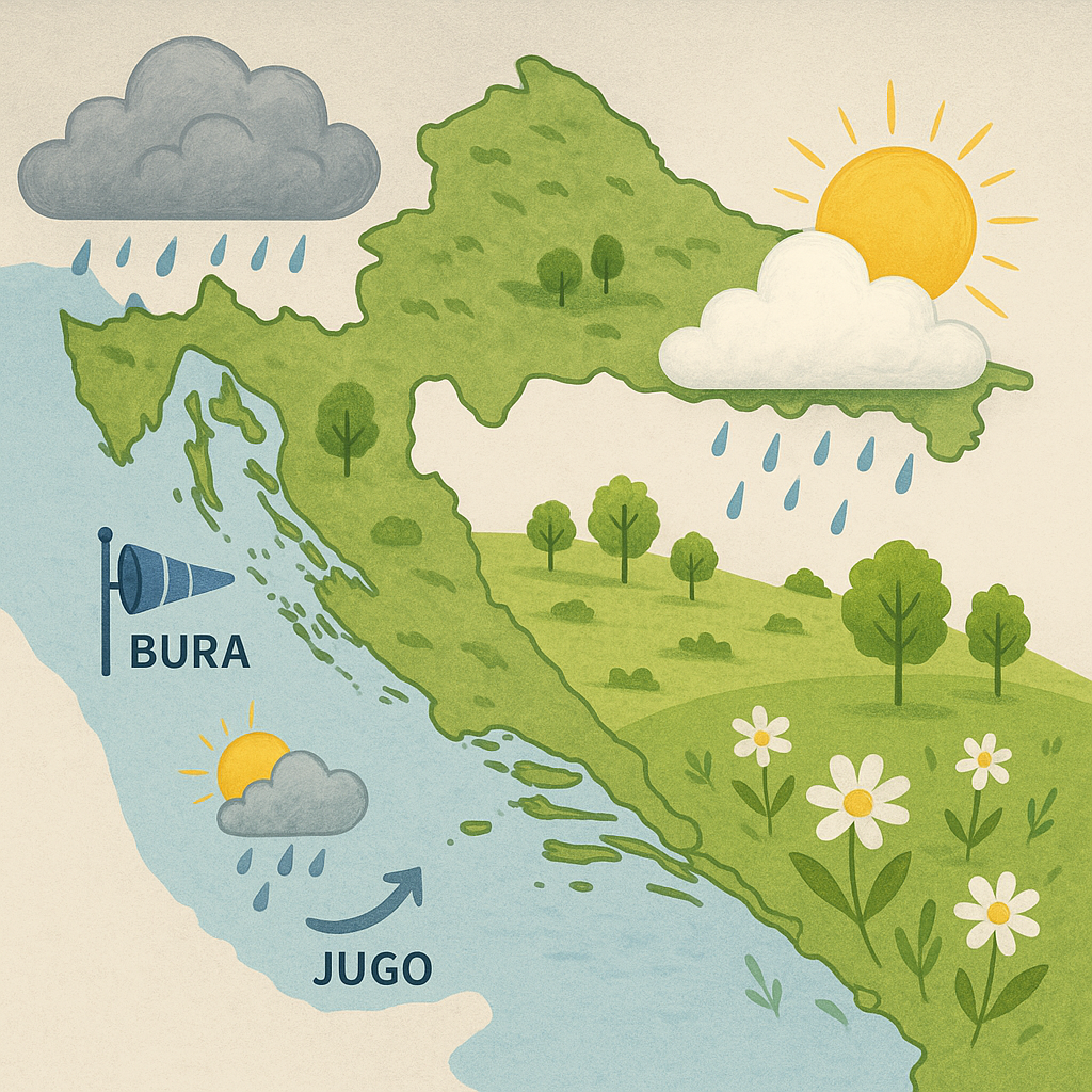 Nestabilno proljetno vrijeme: Kiša u unutrašnjosti, sunčanija razdoblja na Jadranu
