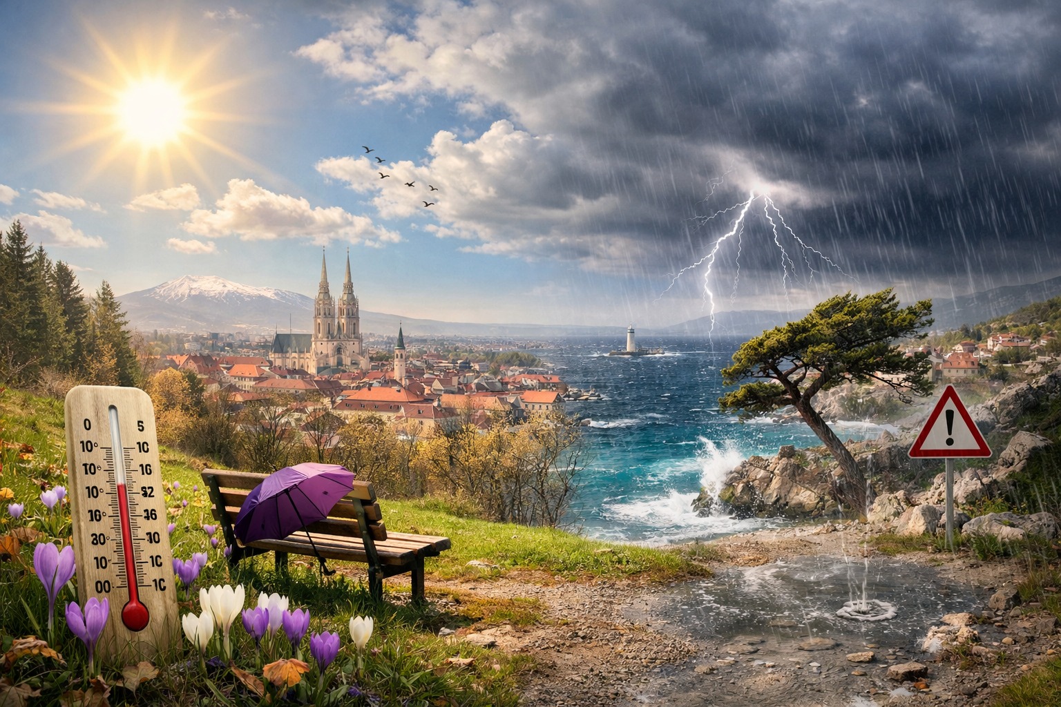 Proljetni vikend donosi sunce, svježinu i lokalne pljuskove, a početak tjedna stabilniji prije nove promjene vremena