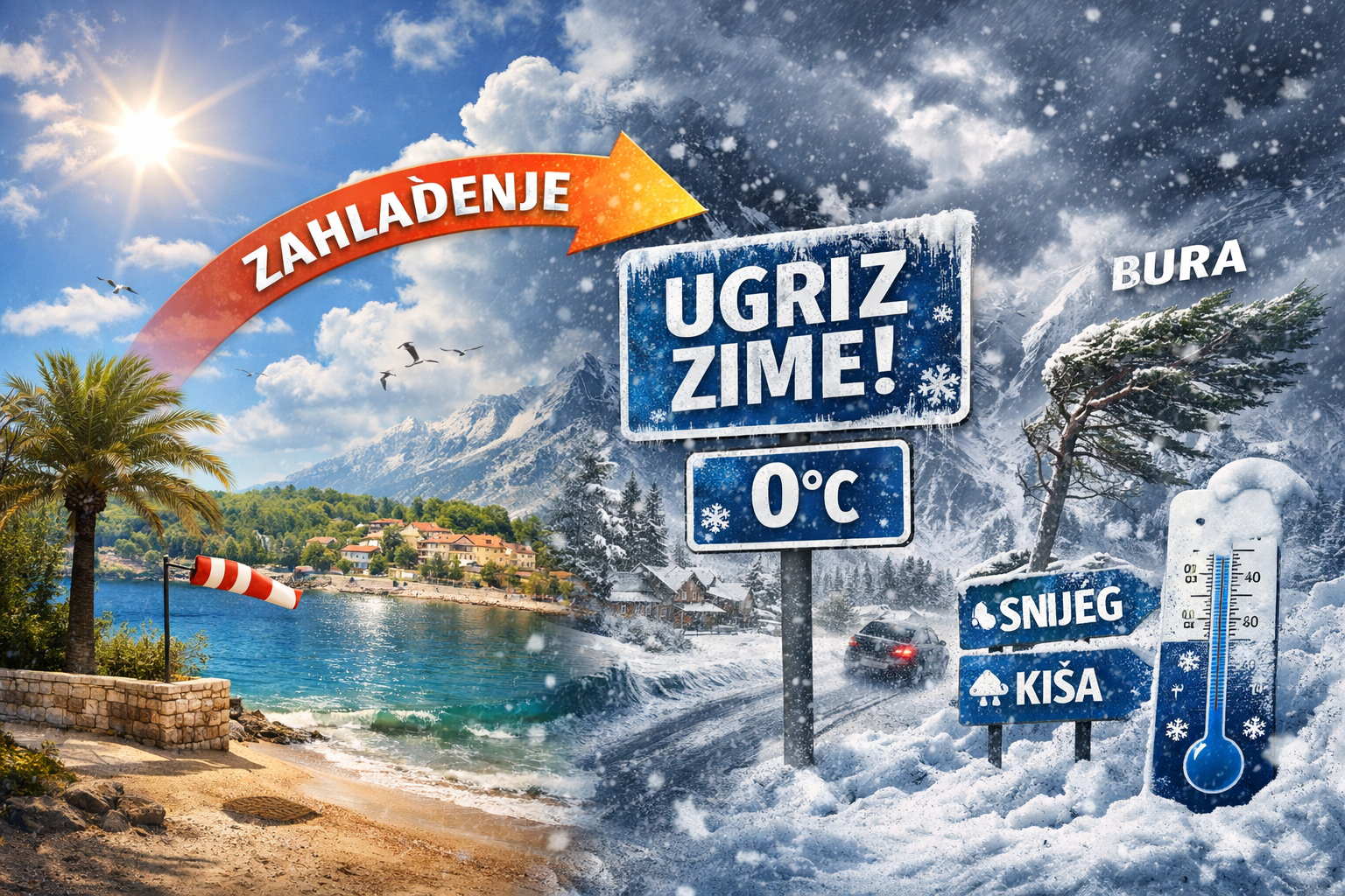 Dramatična promjena vremena: Nakon stabilnijih dana stiže novi val zime uz nagli pad temperature i snijeg