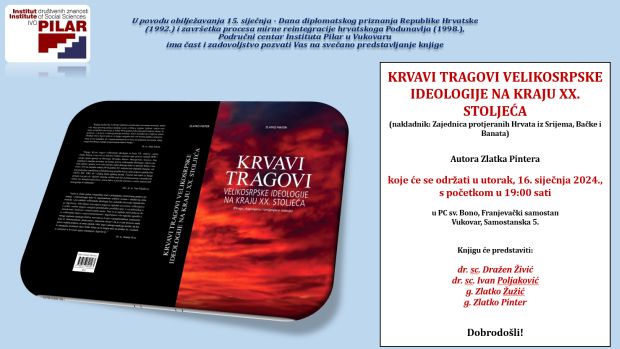 Predstavljanje knjige KRVAVI TRAGOVI VELIKOSRPSKE IDEOLOGIJE NA KRAJU XX. STOLJEĆA; Vukovar, 16. 1. 2024.