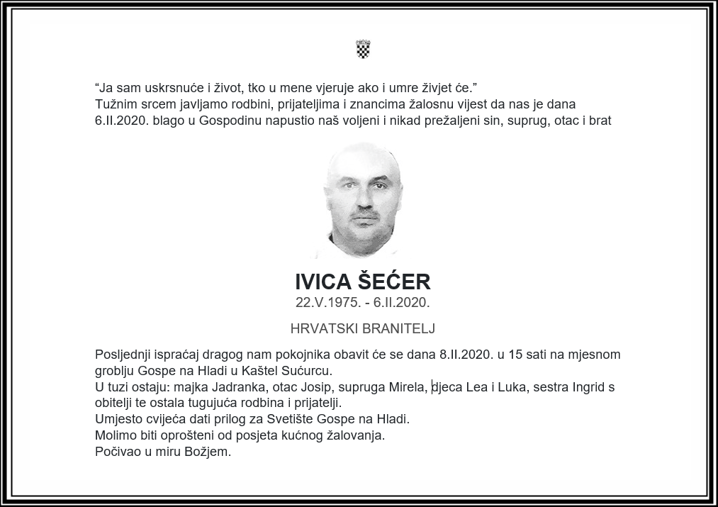Posljednji pozdrav ratniku - Ivica Šećer