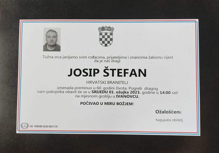 Posljednji pozdrav Hrvatskom branitelju  Josipu Štefanu.